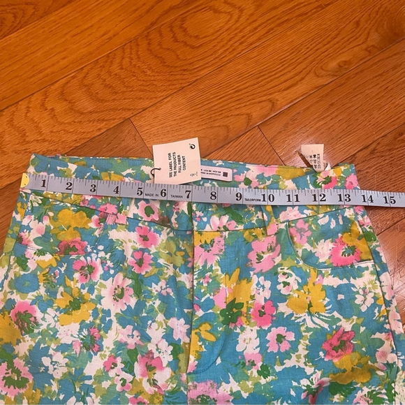 Zara High-Waisted Retro Floral Kick Flare Linen Pants Disco Cottagecore Sz 4